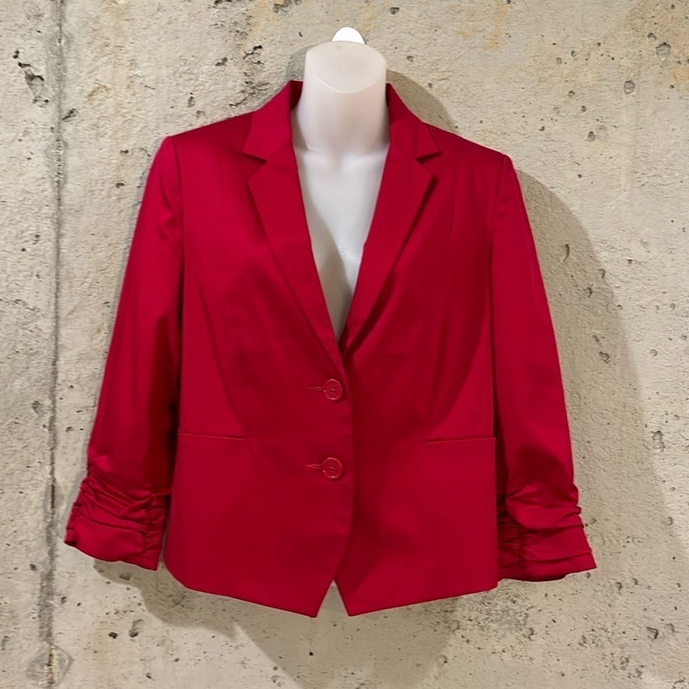 Express Pink Ruched Sleeve Pointed Front Blazer - Size 8